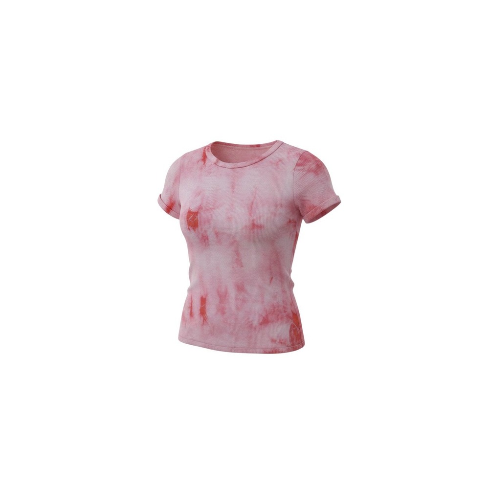 Stilenas T-Shirt Womens Medium Pink Tie Dye Ribbed Short Sleeve Top LT6470